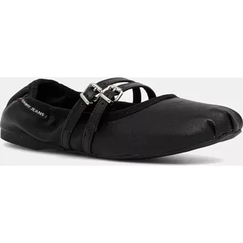 Dámské baleríny Kožené baleríny Tommy Jeans BALLERINA černá barva, EN0EN02720 99X, EUR 40