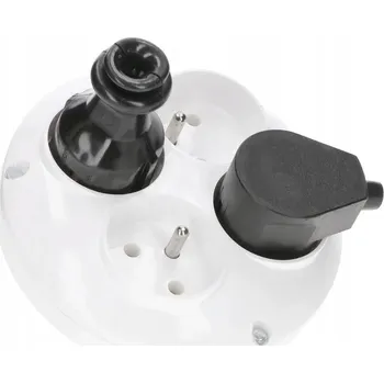 Elektrická zásuvka Kulatý rozbočka Rozdvojka 4 x 2P+ZZ uzemnění bílý