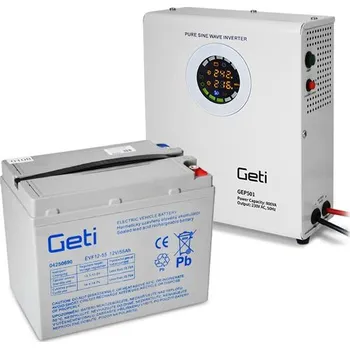 Záložní zdroj Zdroj záložní GETI GEP501 sinus 500W nástěnný plus baterie 55Ah