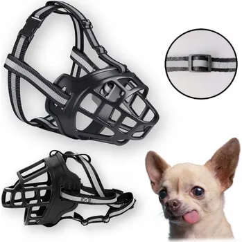 Náhubek pro psa FYZIOLOGICKÝ GUMOVÝ NÁHUBEK PRO PSA S NASTAVITELNÝMI POPRUHY, POHODLNÝ, REFLEXNÍ WOOFY XS