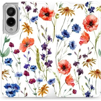 Pouzdro na mobilní telefon Flipové pouzdro Mobiwear - Samsung Galaxy S25 Edge - MP04S Luční kvítí (Knížkové flip pouzdro, obal, kryt na mobil Samsung Galaxy S25 Edge - MP04S Luční kvítí, materiál Umělá kůže + TPU - ochrana 360°, stojánek, silikonová vanička, magnetické zavírání)