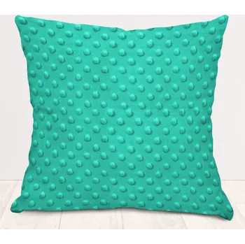 Povlak na dekorativní polštářek Dětský povlak na polštář Minky 3D puntíky MKP-047 Tyrkysově zelený 50 x 60 cm
