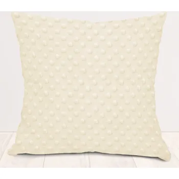 Povlak na polštářek Dětský povlak na polštář Minky 3D puntíky MKP-014 Krémový 50 x 60 cm