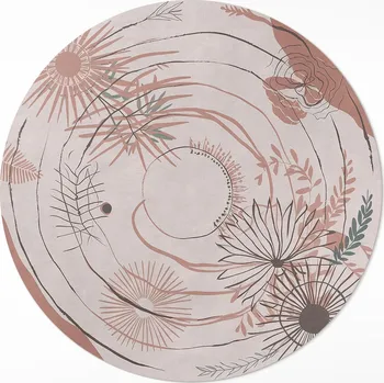 Obraz Moderní Kulatý vinylový Koberec, průměr ⌀ 60 cm, květiny a rostliny, boho vzor
