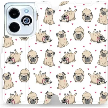 Pouzdro na mobilní telefon Flipové pouzdro Mobiwear - Infinix Smart 8 - M097P Mopsíci (Knížkové flip pouzdro, obal, kryt na mobil Infinix Smart 8 - M097P Mopsíci, materiál Umělá kůže + TPU - ochrana 360°, stojánek, silikonová vanička, magnetické zavírání)