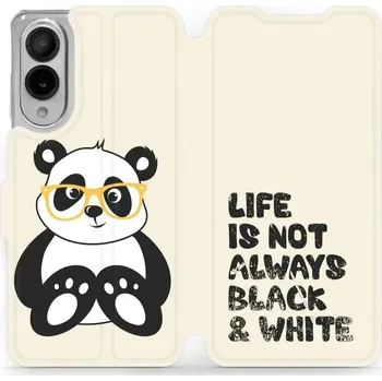 Pouzdro na mobilní telefon Flipové pouzdro Mobiwear - Samsung Galaxy S25 Edge - M041S Panda - life is not (Knížkové flip pouzdro, obal, kryt na mobil Samsung Galaxy S25 Edge - M041S Panda - life is not, materiál Umělá kůže + TPU - ochrana 360°, stojánek, silikonová vanička,)