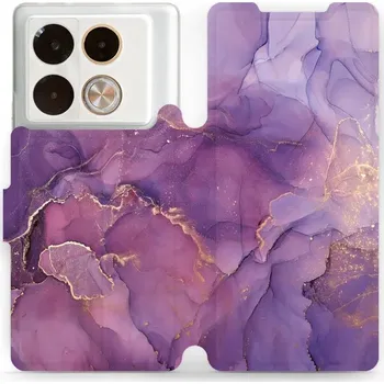 Pouzdro na mobilní telefon Flipové pouzdro Mobiwear - Infinix Note 40 Pro - VP20S Fialový mramor (Knížkové flip pouzdro, obal, kryt na mobil Infinix Note 40 Pro - VP20S Fialový mramor, materiál Umělá kůže + TPU - ochrana 360°, stojánek, silikonová vanička, magnetické zavírání)