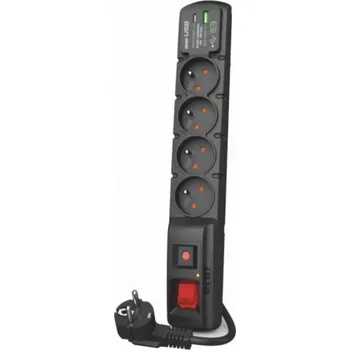 Prodlužovací kabel Acar Napájecí proužek F4 USB A+C 3m 4x 230V PD3.0 QC černý