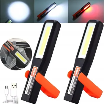 Svítilna 2 ks SILNÁ DÍLENSKÁ SVÍTILNA AKUMULÁTOROVÁ LED COB HÁK MAGNET USB