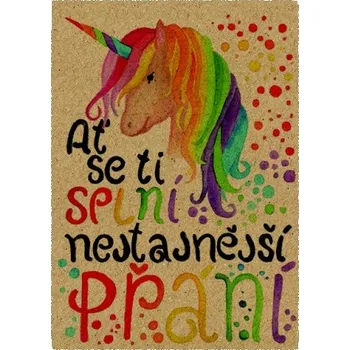Přáníčko BeBechy – recyklovaný papír - Jednorožec tiskopis