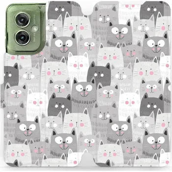 Pouzdro na mobilní telefon Flipové pouzdro Mobiwear - Motorola Moto G55 5G - M099P Kočičky (Knížkové flip pouzdro, obal, kryt na mobil Motorola Moto G55 5G - M099P Kočičky, materiál Umělá kůže + TPU - ochrana 360°, stojánek, silikonová vanička, magnetické zavírání)