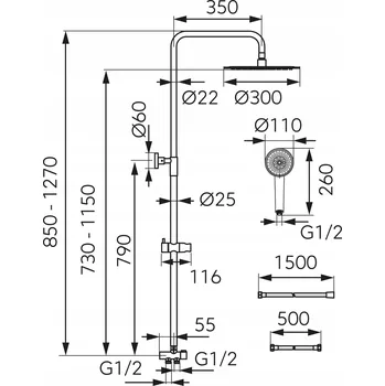 Sprchový set Sprchový set Ferro WIZARD PRO NP47 na omítku