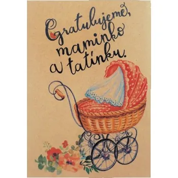 Přáníčko BeBechy – recyklovaný papír - Kočárek tiskopis