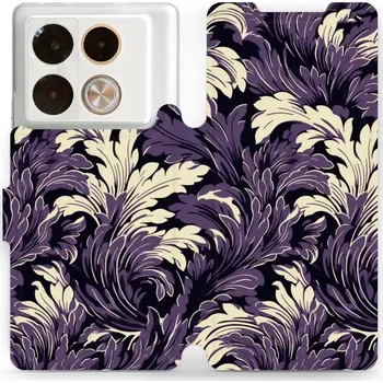 Pouzdro na mobilní telefon Flipové pouzdro Mobiwear - Infinix Note 40 Pro Plus - VA46S Fialové rostliny (Knížkové flip pouzdro, obal, kryt na mobil Infinix Note 40 Pro Plus - VA46S Fialové rostliny, materiál Umělá kůže + TPU - ochrana 360°, stojánek, silikonová vanička, magnetické)