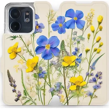 Pouzdro na mobilní telefon Flipové pouzdro Mobiwear - Infinix Smart 9 - VP41S Modré a žluté kvítky (Knížkové flip pouzdro, obal, kryt na mobil Infinix Smart 9 - VP41S Modré a žluté kvítky, materiál Umělá kůže + TPU - ochrana 360°, stojánek, silikonová vanička, magnetické zavírání)