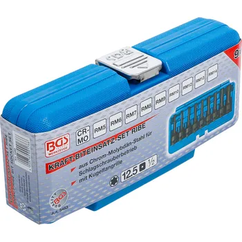 Gola hlavice BGS 5483, Sada silových nástrčných hlavic | 12,5 mm (1/2") | drážka (pro Ribe) M5 - M14 | 9dílná