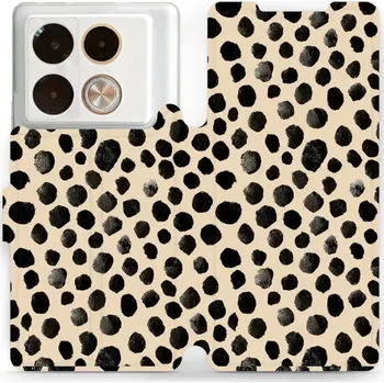 Pouzdro na mobilní telefon Flipové pouzdro Mobiwear - Infinix Note 40 Pro Plus - VA50S Černé puntíky (Knížkové flip pouzdro, obal, kryt na mobil Infinix Note 40 Pro Plus - VA50S Černé puntíky, materiál Umělá kůže + TPU - ochrana 360°, stojánek, silikonová vanička, magnetické zavírá