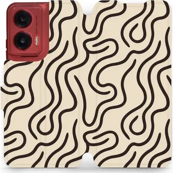 Pouzdro na mobilní telefon Flipové pouzdro Mobiwear - Motorola Moto G35 5G - VA60S Linky (Knížkové flip pouzdro, obal, kryt na mobil Motorola Moto G35 5G - VA60S Linky, materiál Umělá kůže + TPU - ochrana 360°, stojánek, silikonová vanička, magnetické zavírání)