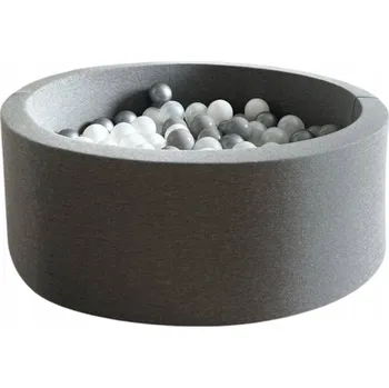 Dětsný nábytek Suchý bazén s míčky 30x90 Tmavě šedý + 200 ks - HOTOVÝ MIX
