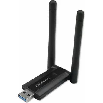 Qoltec Rychlý bezdrátový USB DUAL Wi-Fi adaptér 2 x 2dBi | Standardní AC | USB 3.0 | 1200 Mbps