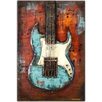 Obraz Kovový 3D obraz MODERNÍ reliéf LOFT hudba BLUES DÁREK
