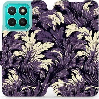 Pouzdro na mobilní telefon Flipové pouzdro Mobiwear - Honor X8c - VA46S Fialové rostliny (Knížkové flip pouzdro, obal, kryt na mobil Honor X8c - VA46S Fialové rostliny, materiál Umělá kůže + TPU - ochrana 360°, stojánek, silikonová vanička, magnetické zavírání)