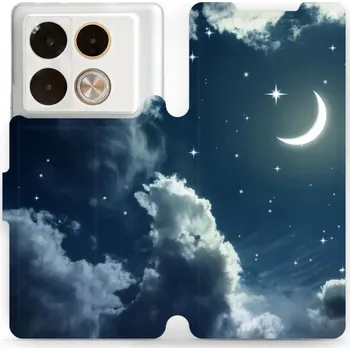 Pouzdro na mobilní telefon Flipové pouzdro Mobiwear - Infinix Note 40 Pro - V145P Noční obloha s měsícem (Knížkové flip pouzdro, obal, kryt na mobil Infinix Note 40 Pro - V145P Noční obloha s měsícem, materiál Umělá kůže + TPU - ochrana 360°, stojánek, silikonová vanička, magnetick