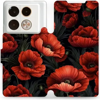 Pouzdro na mobilní telefon Flipové pouzdro Mobiwear - Infinix Note 40 Pro Plus - VP45S Temné červené květy (Knížkové flip pouzdro, obal, kryt na mobil Infinix Note 40 Pro Plus - VP45S Temné červené květy, materiál Umělá kůže + TPU - ochrana 360°, stojánek, silikonová vanička,)