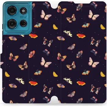 Pouzdro na mobilní telefon Flipové pouzdro Mobiwear - Motorola Moto G75 5G - VP78S Barevní motýlci (Knížkové flip pouzdro, obal, kryt na mobil Motorola Moto G75 5G - VP78S Barevní motýlci, materiál Umělá kůže + TPU - ochrana 360°, stojánek, silikonová vanička, magnetické zavírání)
