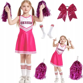Karnevalový kostým STRÓJ PRZEBRANIE KOSTIUM TANECZNY CZIRLIDERKA POMPONY 110 XGETOP