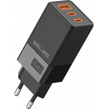 Beline 65W GaN 2xUSB-C+USB-A nástěnná nabíječka bez kabelu Černá