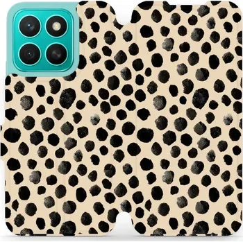 Pouzdro na mobilní telefon Flipové pouzdro Mobiwear - Honor X8c - VA50S Černé puntíky (Knížkové flip pouzdro, obal, kryt na mobil Honor X8c - VA50S Černé puntíky, materiál Umělá kůže + TPU - ochrana 360°, stojánek, silikonová vanička, magnetické zavírání)