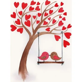 Přáníčko BeBechy - bílé - Ptáčci tiskopis