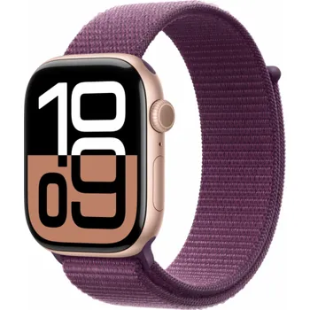 Apple Watch Series 10 GPS, 42mm růžové zlaté hliníkové pouzdro se sportovním páskem Ripe Plum