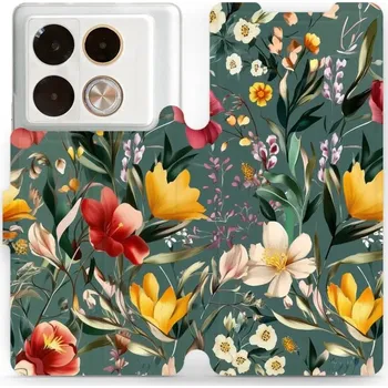 Pouzdro na mobilní telefon Flipové pouzdro Mobiwear - Infinix Note 40 Pro - VP71S Na zelené louce (Knížkové flip pouzdro, obal, kryt na mobil Infinix Note 40 Pro - VP71S Na zelené louce, materiál Umělá kůže + TPU - ochrana 360°, stojánek, silikonová vanička, magnetické zavírání)