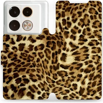 Pouzdro na mobilní telefon Flipové pouzdro Mobiwear - Infinix Note 40 Pro - VA33P Leopardí vzor (Knížkové flip pouzdro, obal, kryt na mobil Infinix Note 40 Pro - VA33P Leopardí vzor, materiál Umělá kůže + TPU - ochrana 360°, stojánek, silikonová vanička, magnetické zavírání)