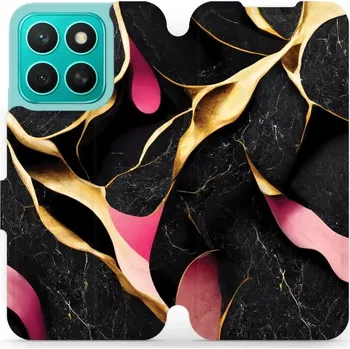 Pouzdro na mobilní telefon Flipové pouzdro Mobiwear - Honor X8c - VP35S Černý a zlatavý mramor (Knížkové flip pouzdro, obal, kryt na mobil Honor X8c - VP35S Černý a zlatavý mramor, materiál Umělá kůže + TPU - ochrana 360°, stojánek, silikonová vanička, magnetické zavírání)