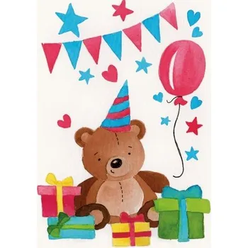 Přáníčko BeBechy - bílé - Méďa tiskopis