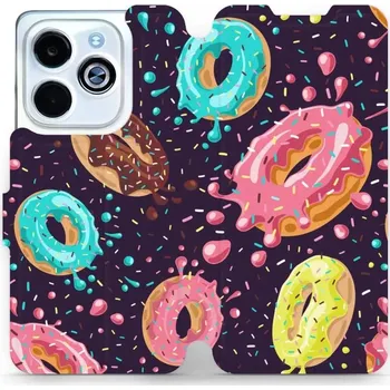 Pouzdro na mobilní telefon Flipové pouzdro Mobiwear - Infinix HOT 40i - VP19S Donutky (Knížkové flip pouzdro, obal, kryt na mobil Infinix HOT 40i - VP19S Donutky, materiál Umělá kůže + TPU - ochrana 360°, stojánek, silikonová vanička, magnetické zavírání)