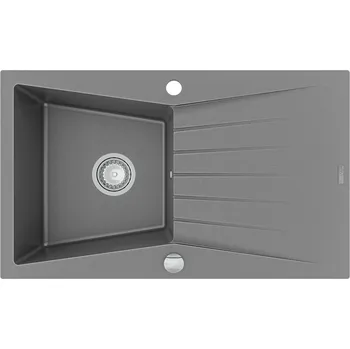 Granitový dřez MEXEN - Cesar granitový dřez 1 s odkapávačem 775x470 mm, šedá 6514771010-71 MEXEN