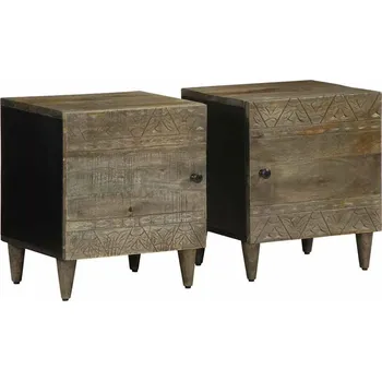 Noční stolek vidaXL Noční stolky 2 ks světle šedá 40x33x46 cm masivní mangovník [4017789]