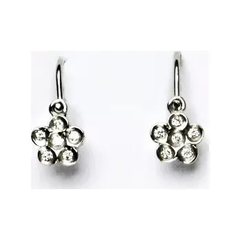 Náušnice Zlaté dětské náušnice kytičky čiré zirkony - VE17 - bílé zlato (Dětské zlaté náušnice kytičky se zirkony)