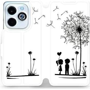 Pouzdro na mobilní telefon Flipové pouzdro Mobiwear - Infinix Smart 8 - MH16P Dvojice s pampeliškou (Knížkové flip pouzdro, obal, kryt na mobil Infinix Smart 8 - MH16P Dvojice s pampeliškou, materiál Umělá kůže + TPU - ochrana 360°, stojánek, silikonová vanička, magnetické zavírání