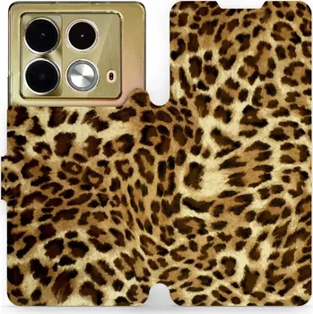 Pouzdro na mobilní telefon Flipové pouzdro Mobiwear - Infinix Note 40 - VA33P Leopardí vzor (Knížkové flip pouzdro, obal, kryt na mobil Infinix Note 40 - VA33P Leopardí vzor, materiál Umělá kůže + TPU - ochrana 360°, stojánek, silikonová vanička, magnetické zavírání)
