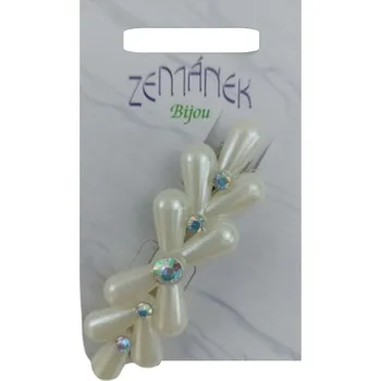 Zemánek Spona bílá s perličkama 7 cm