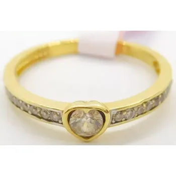 Prsten Klenoty Budín Dámský zlatý zásnubní srdíčkový prsten se zirkony pro zamilované 585/1,55gr vel. 52 HK1206 (Klenoty Budín Dámský zlatý zásnubní srdíčkový prsten se zirkony pro zamilované 585/1,55gr vel. 52 HK1206)