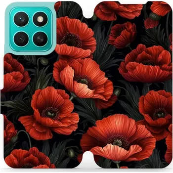 Pouzdro na mobilní telefon Flipové pouzdro Mobiwear - Honor X8c - VP45S Temné červené květy (Knížkové flip pouzdro, obal, kryt na mobil Honor X8c - VP45S Temné červené květy, materiál Umělá kůže + TPU - ochrana 360°, stojánek, silikonová vanička, magnetické zavírání)