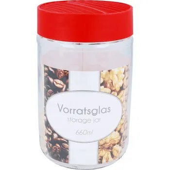 Sklenice Skleněná dóza/sklenice s červeným víčkem - 660 ml