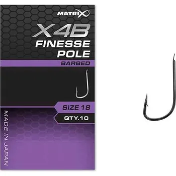 Rybářský háček X4B Finesse Pole Size 18 Barbed