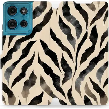 Pouzdro na mobilní telefon Flipové pouzdro Mobiwear - Motorola Moto G75 5G - VA53S Zebří (Knížkové flip pouzdro, obal, kryt na mobil Motorola Moto G75 5G - VA53S Zebří, materiál Umělá kůže + TPU - ochrana 360°, stojánek, silikonová vanička, magnetické zavírání)